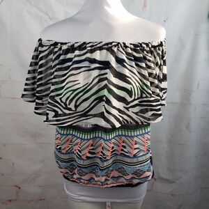3/$25 Express zebra off shoulder top medium